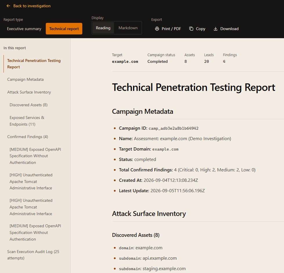 Executive report view