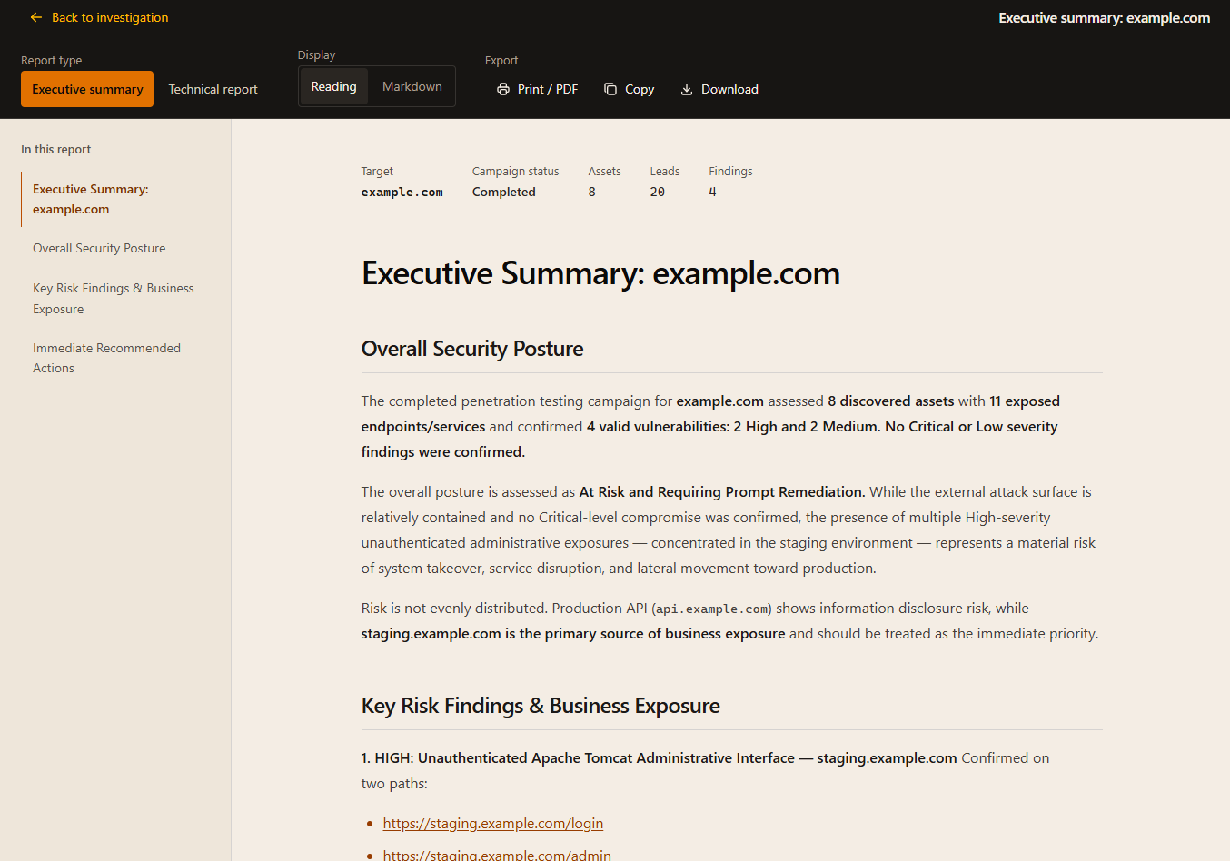 Technical report view